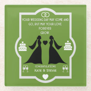 Posavasos De Vidrio Aniversario del Boda de Chicas gay