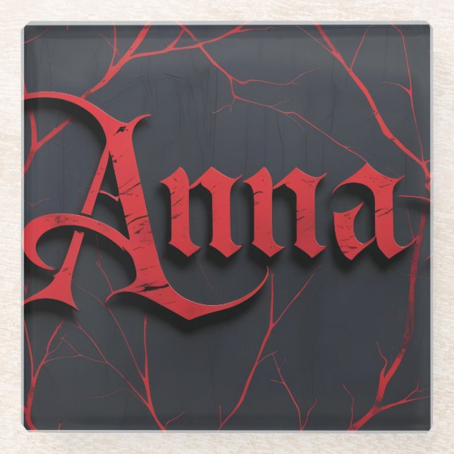 Posavasos De Vidrio Anna en gótico (Anverso)