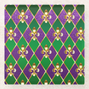 Posavasos De Vidrio Antecedentes de joyas Mardi Gras