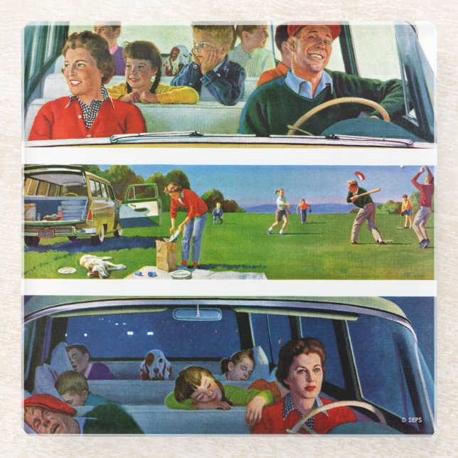 Posavasos De Vidrio Antes, durante y después de comida campestre (Anverso)