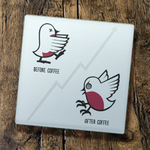 Posavasos De Vidrio Antes y después del café Zombie a frenesí divertid