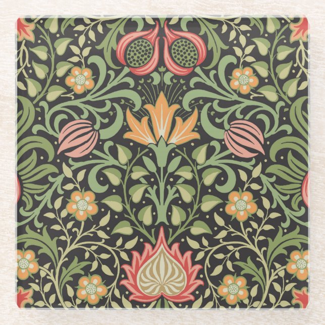 Posavasos De Vidrio Antigüedad floral persa William Morris (Anverso)