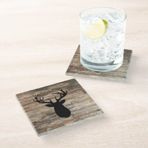 Posavasos De Vidrio Antler Wood Pintar Estilo Rústico