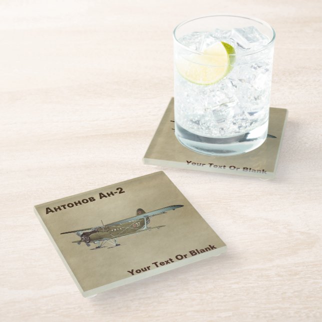 Posavasos De Vidrio Antonov An-2 Glass Coaster (Angular)