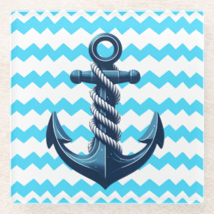 Posavasos De Vidrio Anuncio azul con olas azules