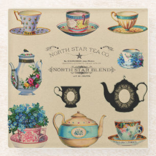 Posavasos De Vidrio Anuncio de té de época