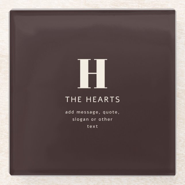 Posavasos De Vidrio Apellido de familia editable o nombre de empresa (Anverso)