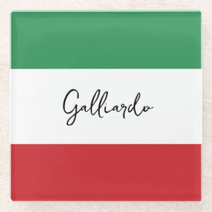 Posavasos De Vidrio Apellido de familia personalizado italiano