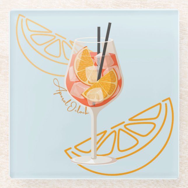 Posavasos De Vidrio Aperol O'Clock (Anverso)