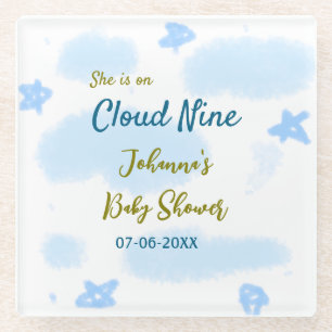 Posavasos De Vidrio Aqua dorado ella está en la nube nueve shower de n