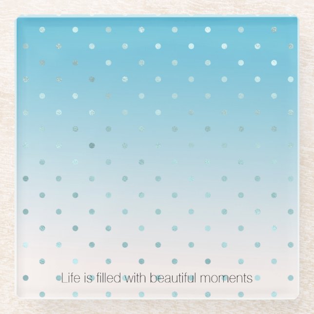 Posavasos De Vidrio Aqua Glam Dots Ombre (Anverso)