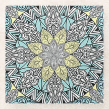 Posavasos de vidrio Aqua Kaleidoscopio