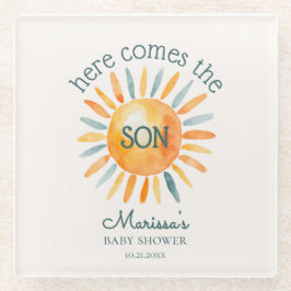 Posavasos De Vidrio Aquí viene el niño bebé ducha