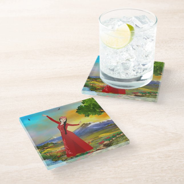 Posavasos De Vidrio Ararat Dancer Glass Coaster (Angular)