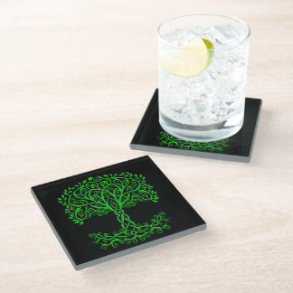 Posavasos De Vidrio Árbol Celta Verde De La Vida