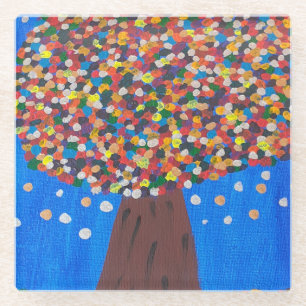 Posavasos De Vidrio Árbol colorido abstracto