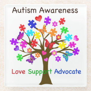 Posavasos De Vidrio Árbol de conciencia del autismo