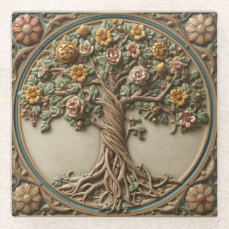 Posavasos De Vidrio árbol de la vida de William Morris Vintage pre-raf