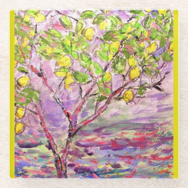 Posavasos De Vidrio árbol de limón (Anverso)