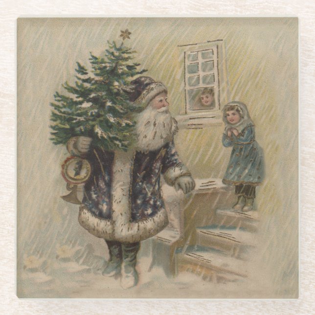 Posavasos De Vidrio Árbol de navidad de nieve de Santa Rosa (Anverso)