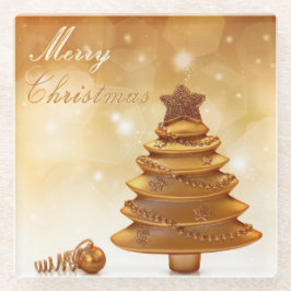 Posavasos De Vidrio Árbol de navidad elegante del oro