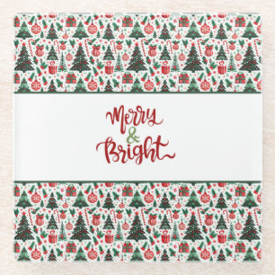 Posavasos De Vidrio Árbol de Navidad, regalos, caramelos