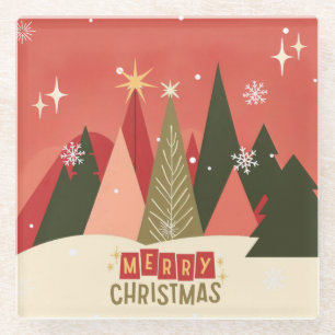 Posavasos De Vidrio Árbol de Navidad Retro/Vintage
