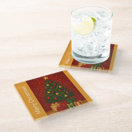 Posavasos De Vidrio Árbol de Navidad 🎄 y regalos - Fiestas clásicas