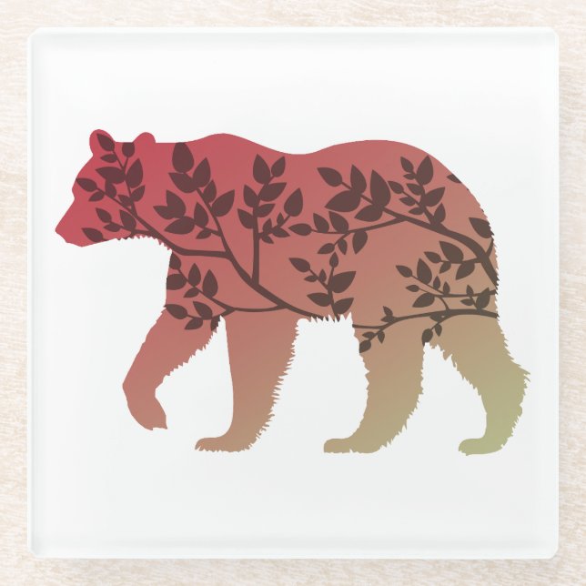 Posavasos De Vidrio Árbol de oso (Anverso)