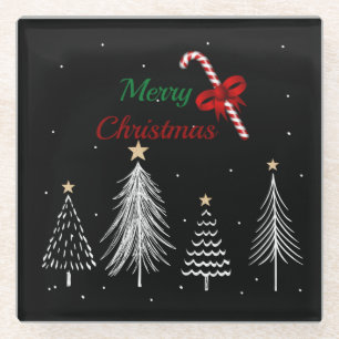 Posavasos De Vidrio Árboles de pinos navideños