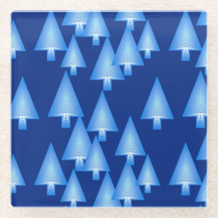 Posavasos De Vidrio Árboles modernos metálicos de Navidad - Azul oscur