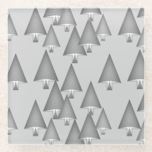 Posavasos De Vidrio Árboles modernos metálicos de Navidad - gris plate