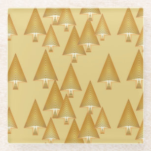 Posavasos De Vidrio Árboles modernos metálicos de Navidad - oro amaril