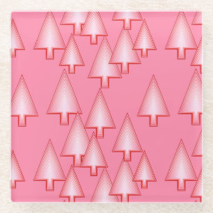 Posavasos De Vidrio Árboles modernos metálicos de Navidad - rosa coral