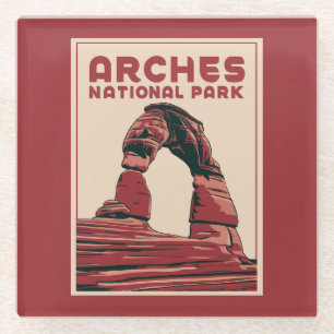 Posavasos De Vidrio Arches National Park Vintage Travel Art