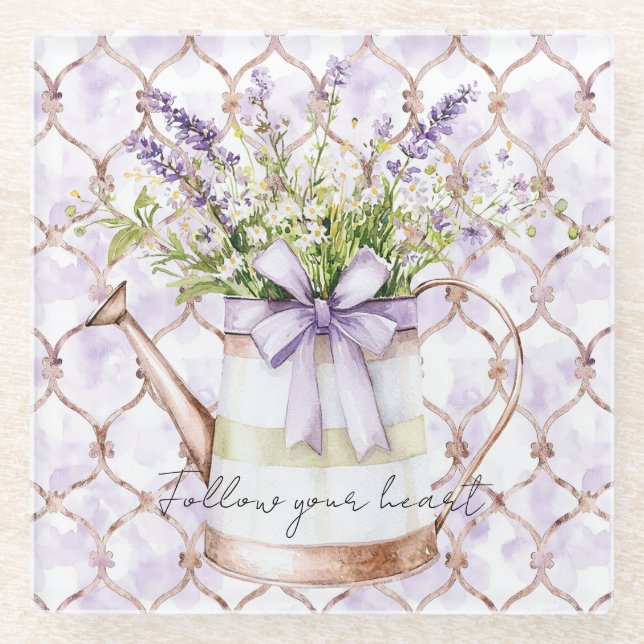 Posavasos De Vidrio Arco de Flores de Lavanda (Anverso)