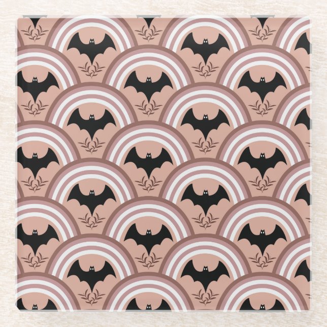 Posavasos De Vidrio Arcoiris de Halloween (Anverso)