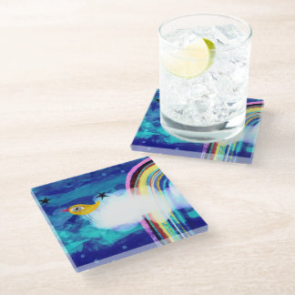 Posavasos De Vidrio Arcoíris de pájaro cielo azul