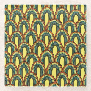 Posavasos De Vidrio Arcoiris dibujado a mano: Encanto de la Vieja Seam