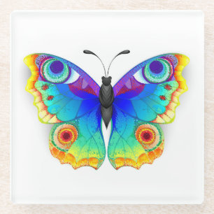 Posavasos De Vidrio Arcoiris mariposa Peacock Eye