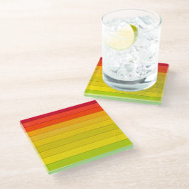 Posavasos De Vidrio Arcoiris rayado multicolor
