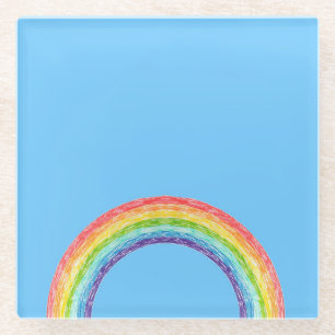 Posavasos De Vidrio Arcoiris y cielo azul