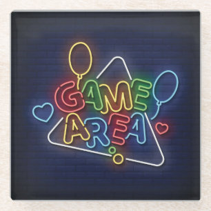 Posavasos De Vidrio Área de juego de Rótulo de neón muy Guay y colorid
