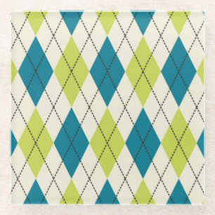 Posavasos De Vidrio Argyle Azul Y Verde