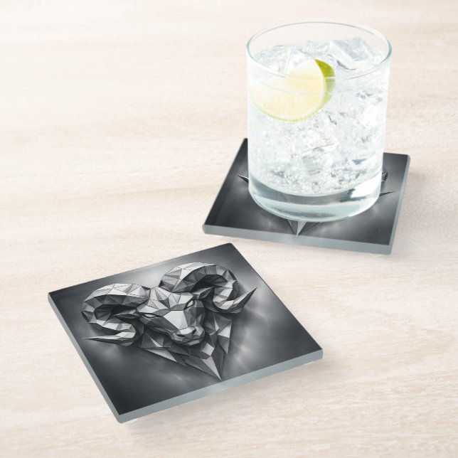 Posavasos De Vidrio Aries zodiac sign masculine style (Angular)