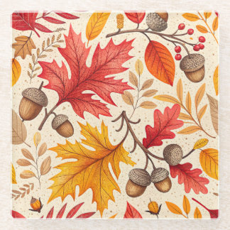 Posavasos De Vidrio Armonía de Otoño: Un patrón de caída colorido