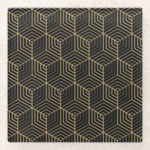 Posavasos De Vidrio Armonía Hexagonal: Elegancia Art Deco