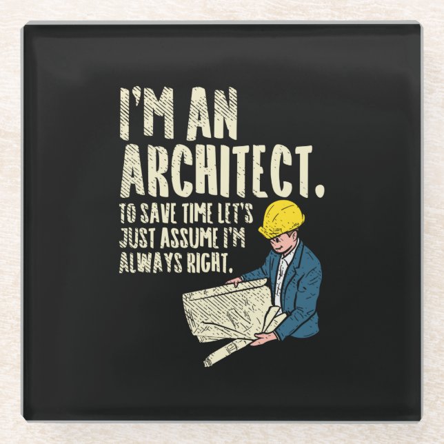 Posavasos De Vidrio Arquitecto - Soy arquitecto (Anverso)