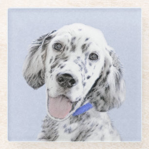 Posavasos De Vidrio Arreglo de inglés azul Belton Pintura de perro