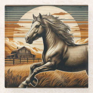 Posavasos De Vidrio Arroz/caballo vintage/occidente